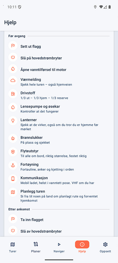 Sjekkliste og symbolguide