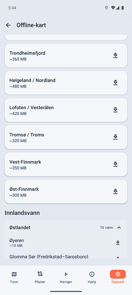 Offline-kart nedlasting